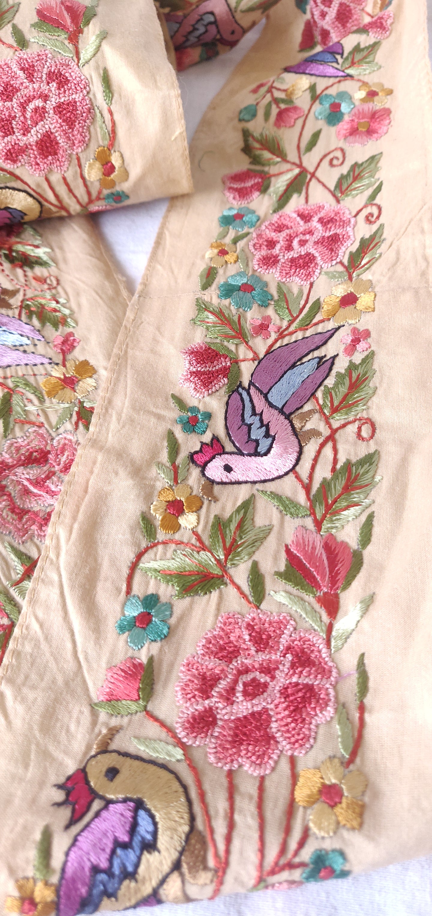 Beige hand embroidered parsi gara border